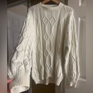 One of kind made in Bolivia cotton crochet sweater large off white